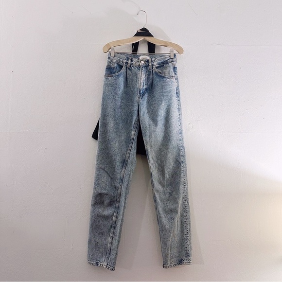 Anine Bing Stone Washed Blue Straight Leg Jeans Denim Cotton - Picture 2 of 9